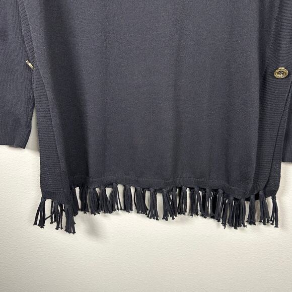 Lily Pulitzer Ramona Navy Cotton Blend Fringe Long Sleeve Sweater Women's XS - Picture 7 of 10